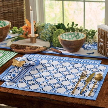 Patricia Heaton Home Geo Printed Napkin Blue Set of 12 Park Designs - The Fox Decor